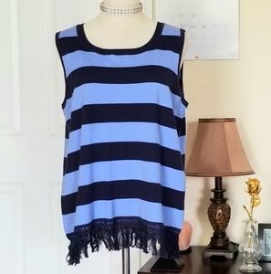 Sail to Sable Blue and Black Striped Tank Top